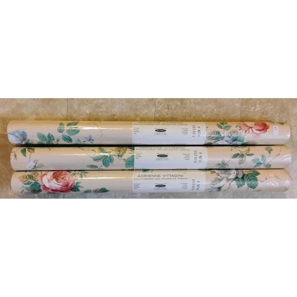 Lot of 3 Vintage Adrienne Vittadini Gramercy Wallpaper 535153 Run 4 Floral NOS